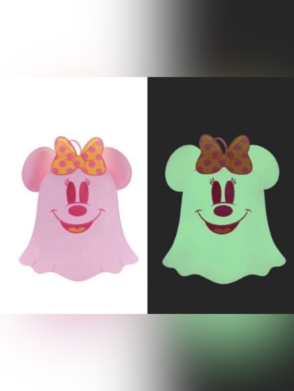 Glow in the dark Loungefly pastel Pink Minnie ghost backpack